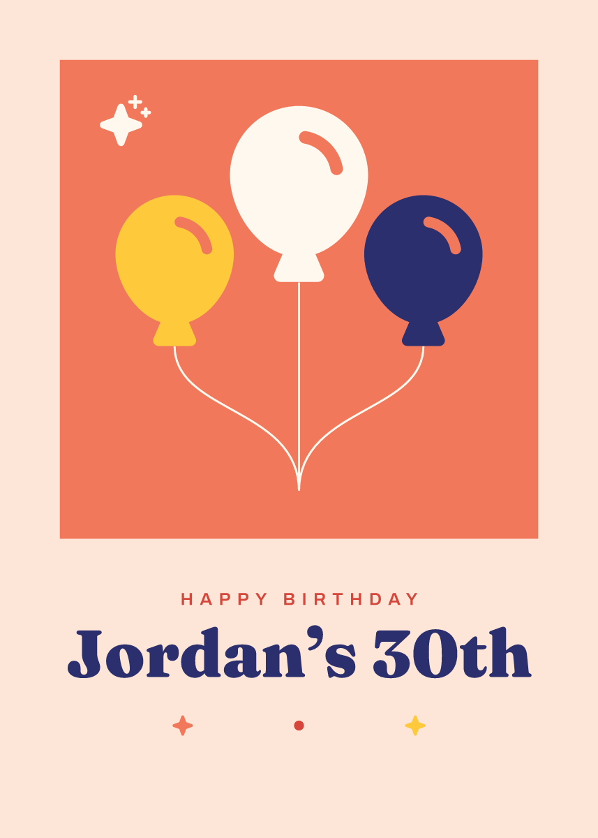 Front of the birthday card template