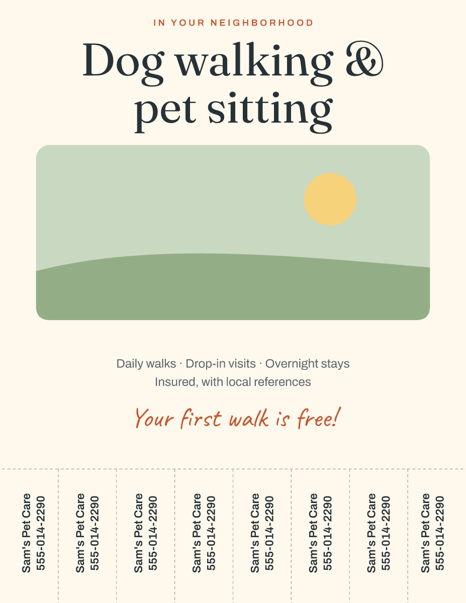 Front of the flyer with tear-offs template