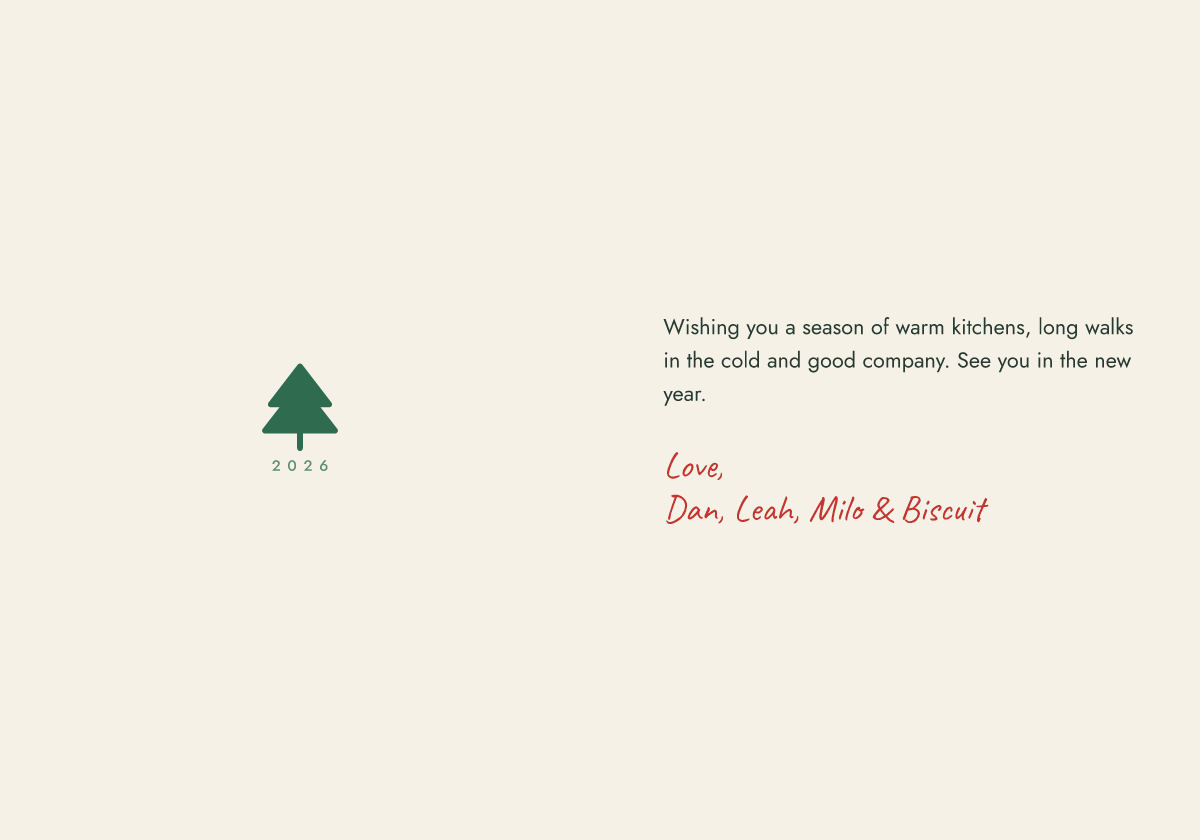 Inside of the holiday card template