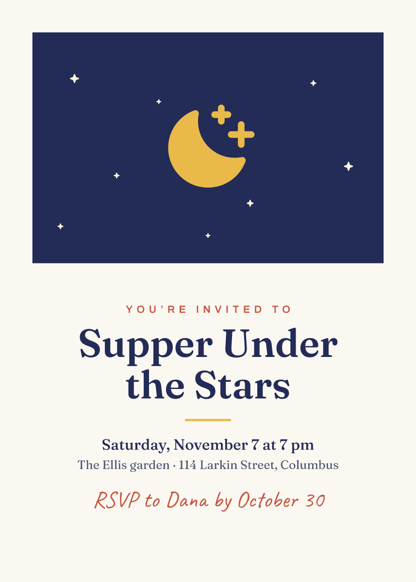 Front of the invitation template