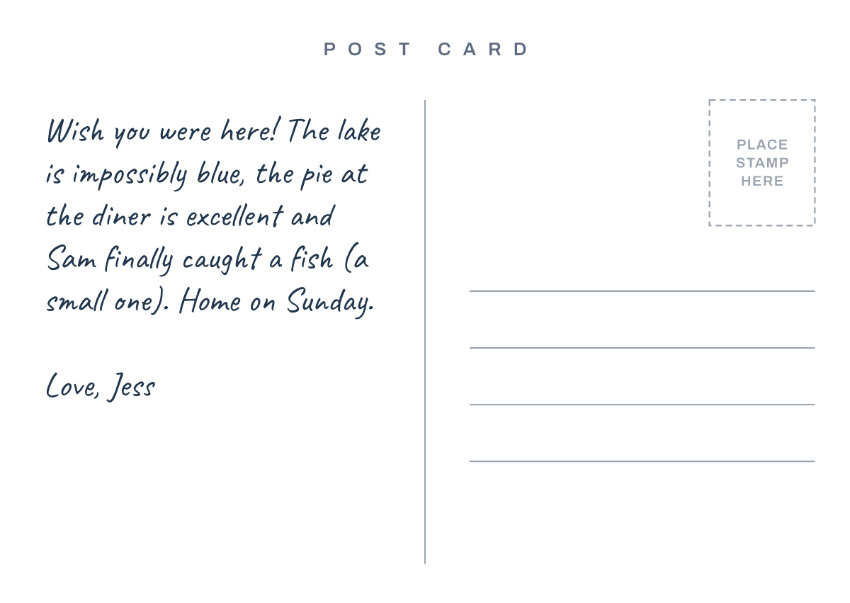 Back of the postcard template