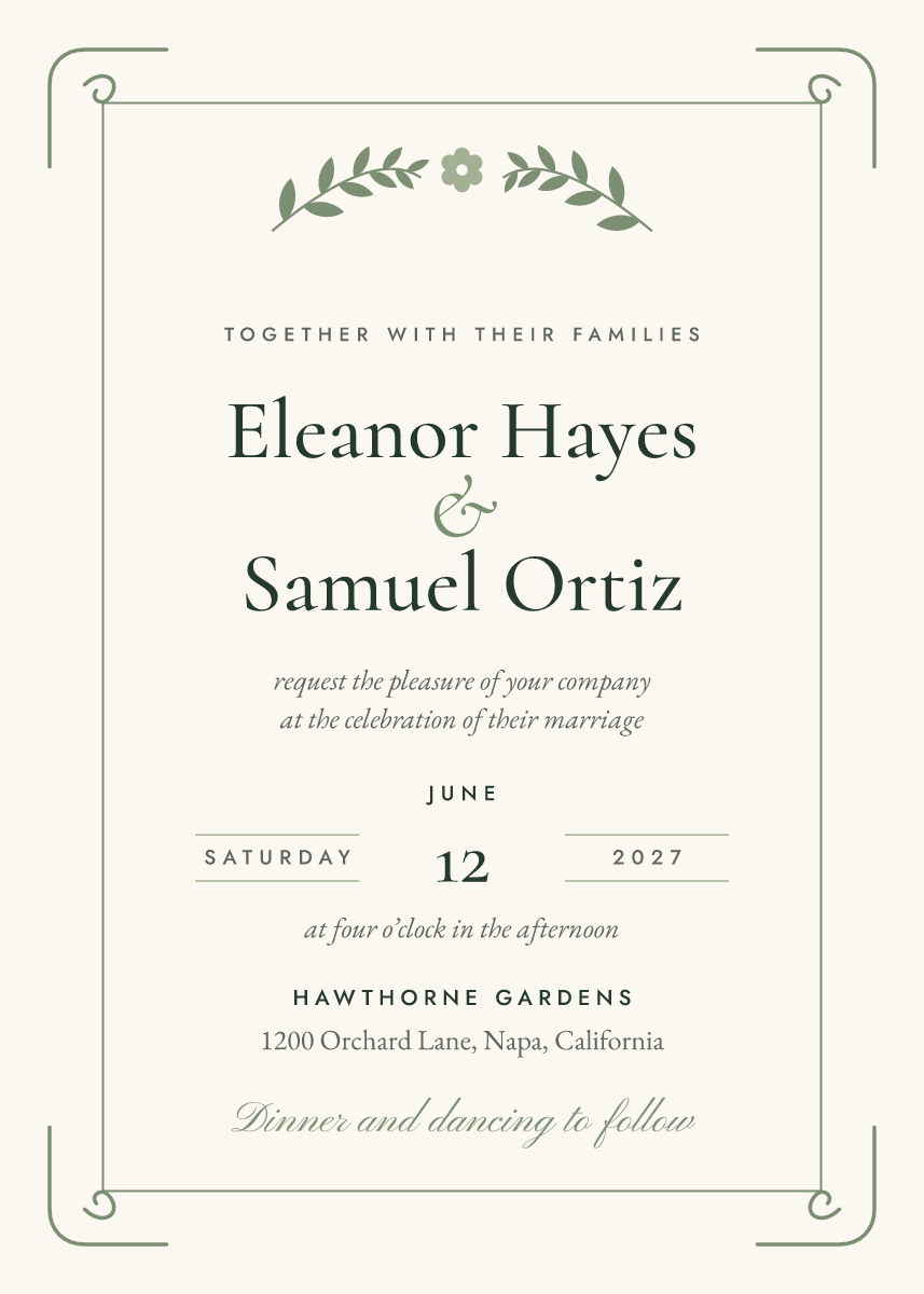 Front of the wedding invitation template